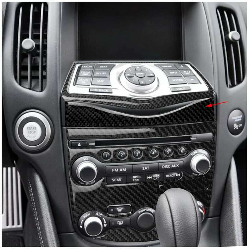 Carbon Fiber Interior Console GPS Navigation Cover Fit For Nissan 370Z 2009-2020