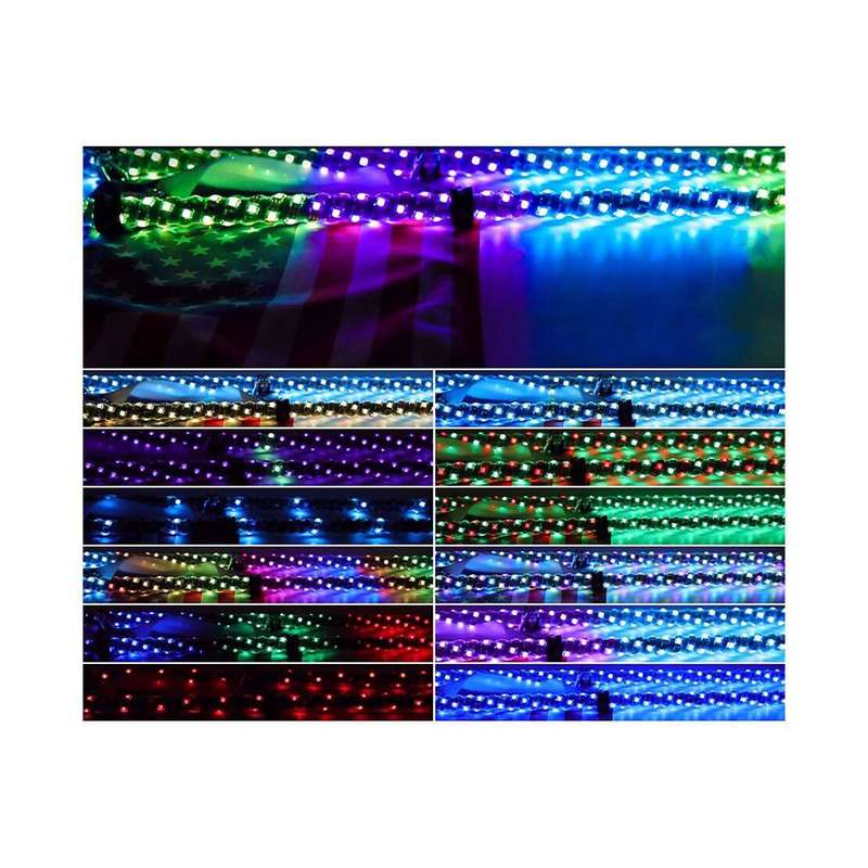 2pcs 1FT RGB LED Light Remote Control Flagpole Antenna Lamp For ATV Off-Road