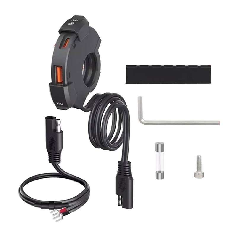 1x Motorcycle Handlebar Phone Fast Charging USB Charger 48W Type-C Power Adapter