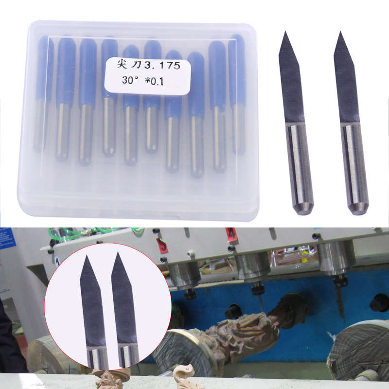 10pcs V-Shape PCB Engraving Bit CNC Router Tool Tungsten Steel 30 Degree 0.1mm