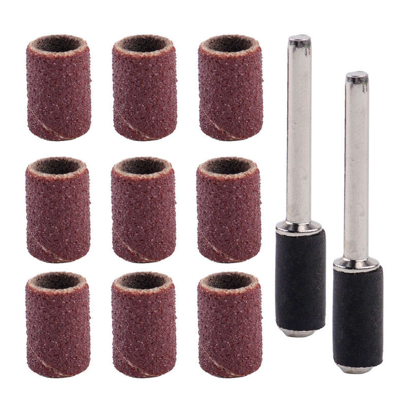 100x 1/4" 120 Grit Sanding Drum Bands with 2 Rubber Mandrel Fit for Rotary Tools