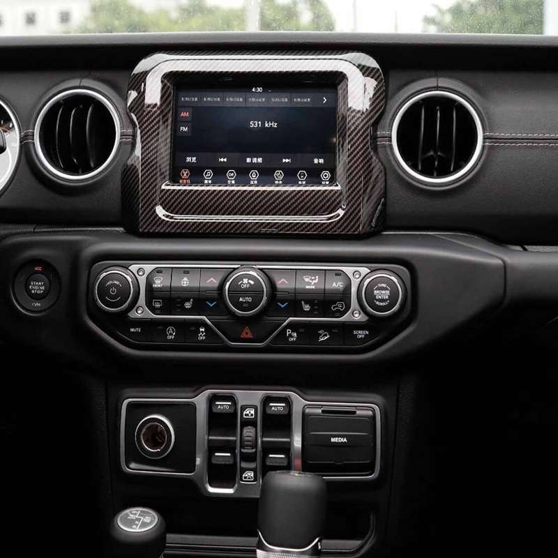 Carbon Fiber ABS Navigation GPS Panel Cover Trim Fit For Jeep Wrangler JL JLU