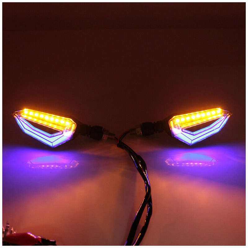 2 x Motorcycle Flasher LED Turn Signal Lights Amber Blue Blinker DRL Universal