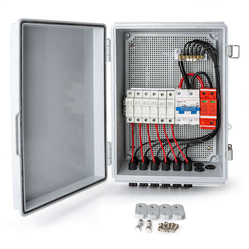 6 String Solar PV Combiner Box 63A Circuit Breaker Combiner Box for Solar Panels