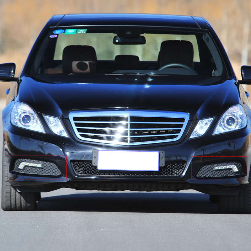1Pair Black Fog Light Grille Trim Fit For Mercedes Benz E Class W212 2009-2013