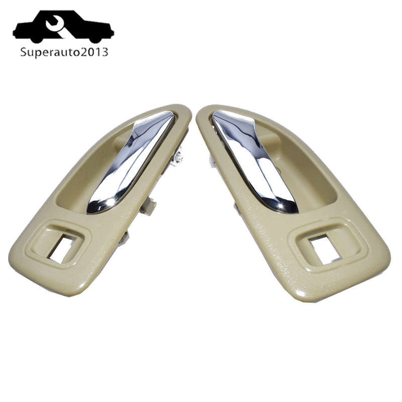 Pair Interior Door Handle Rear Left & Right Beige For 1994-97 Honda Accord New