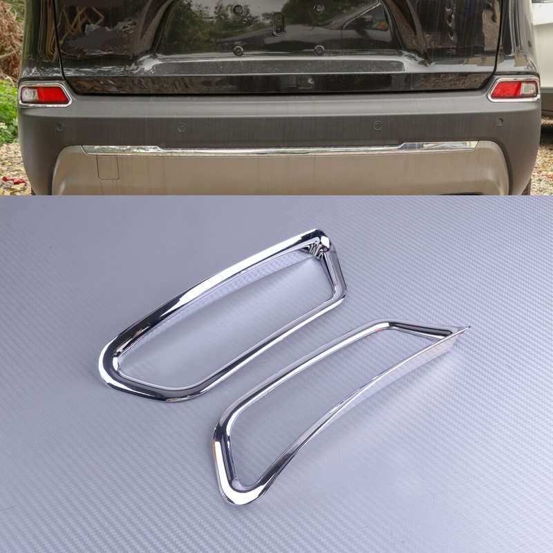 2Pcs Chrome Rear Tail Fog Light Lamp Cover Trim Fit for Jeep Cherokee 2019 New