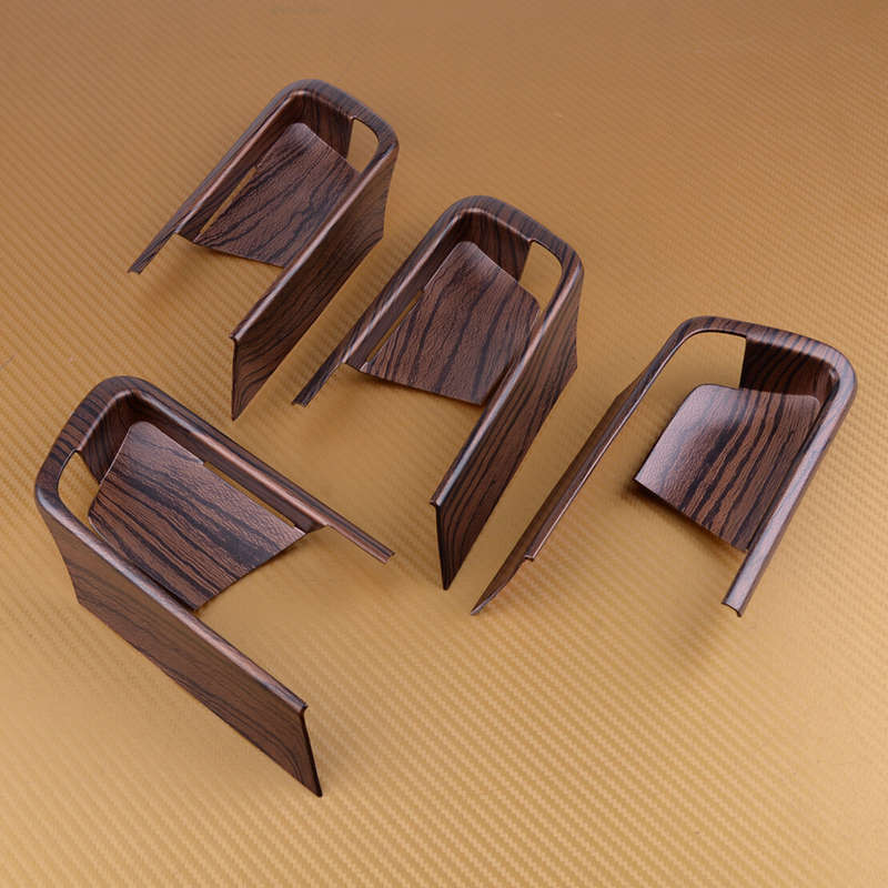 Brown Pine Wood Inner Door Handle Bowl Cover Trim Fit for Toyota Prado 14-18