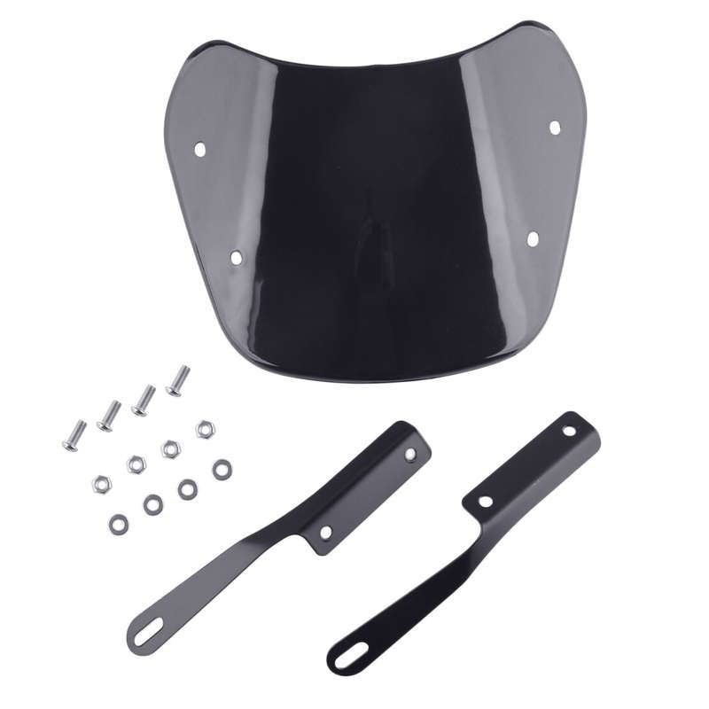 Universal Motorcycle 5-7'' Round Headlight Windshield Windscreen Black Acc