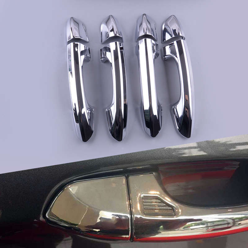 1Set Silver Exterior Door Handle Cover Trim ABS Fit For Ford Edge 2015-21 New