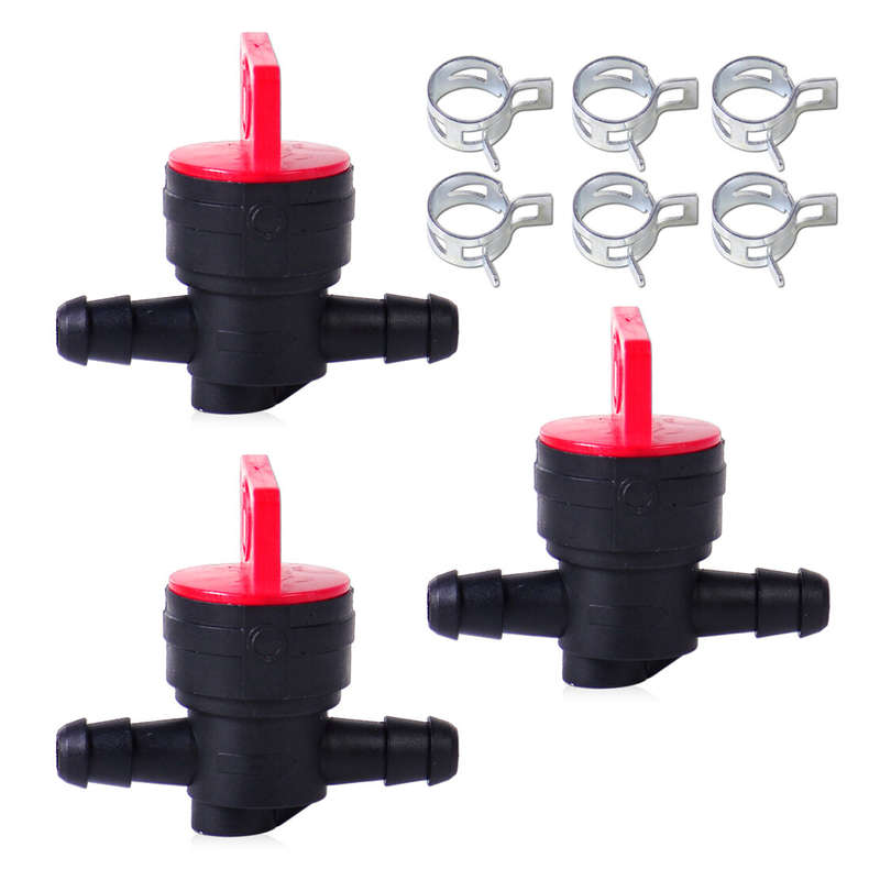 3x 1/4" InLine Fuel CutOff ShutOff Valve Petcock + Clamp