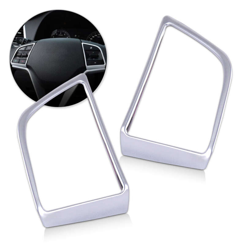 2pcs Steering Wheel Panel Cover Insert Trim Fit for Hyundai Tucson 15-17 Chrome