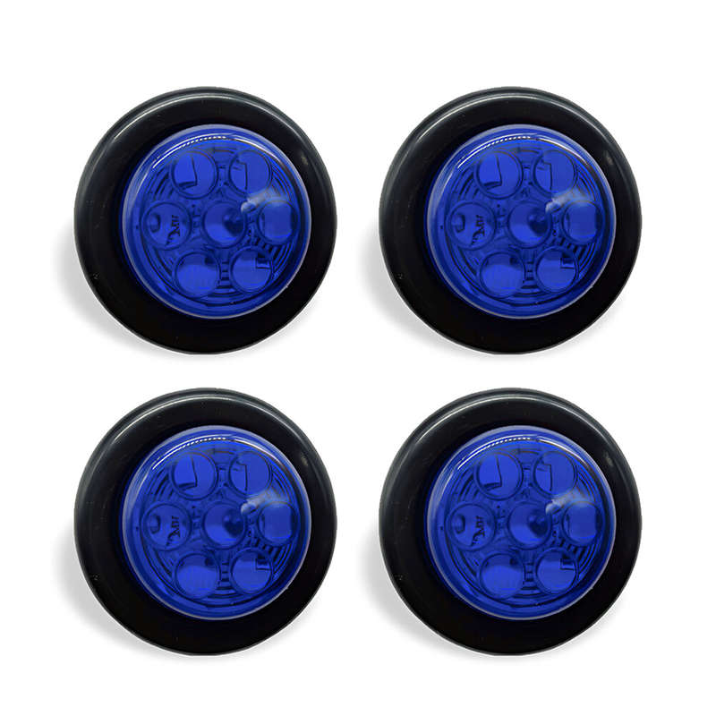 4pcs/Kit Blue 7-LED Round Truck Trailer Side Marker Clearance Light