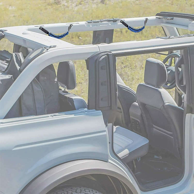 2pcs Blue Roll Bar Grab Handles Paracord Grip Handle Fit for Ford Bronco 2021 22