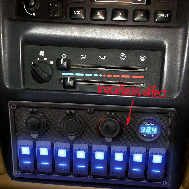 Red RV Car Marine Boat 8 Gang Waterproof Circuit Breaker LED Rocker Switch Panel