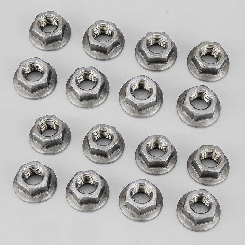 16pcs M10 x 1.25mm Stainless Steel Hex Flange Nuts