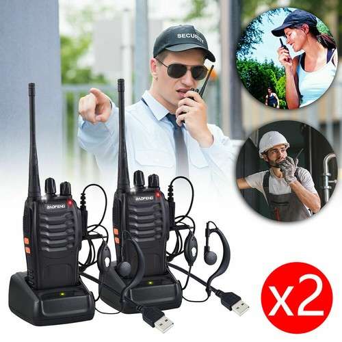 2-x-BaoFeng-Walkie-Talkie-UHF-BF-888S-2-Way-Radio-400-470MHZ-16CH-With-Earphone