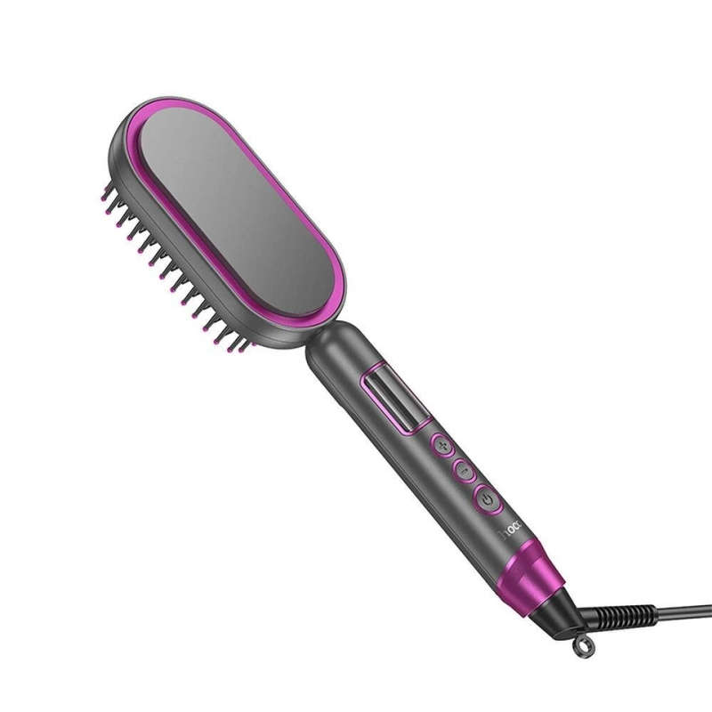 2-in-1 HOCO HP44 Hair Straightener Brush For Women | PTC Fast Heating | LCD Display | Auto Shut-Off