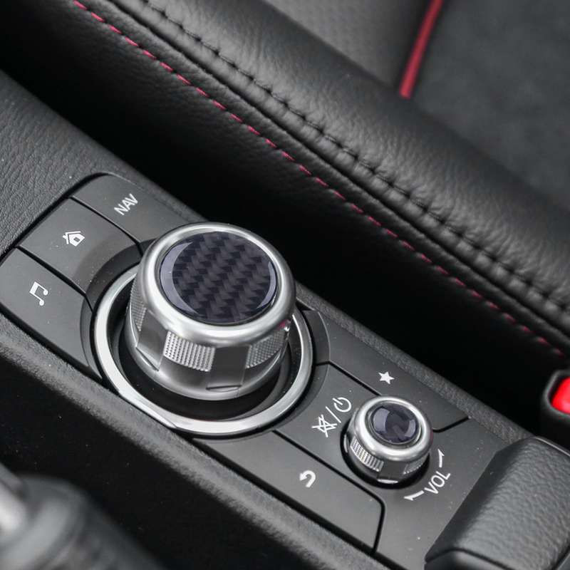 True Carbon Fiber Knob Volume Button Trim Fit For Mazda3 CX-3 MX-5 CX3 MX5 M3