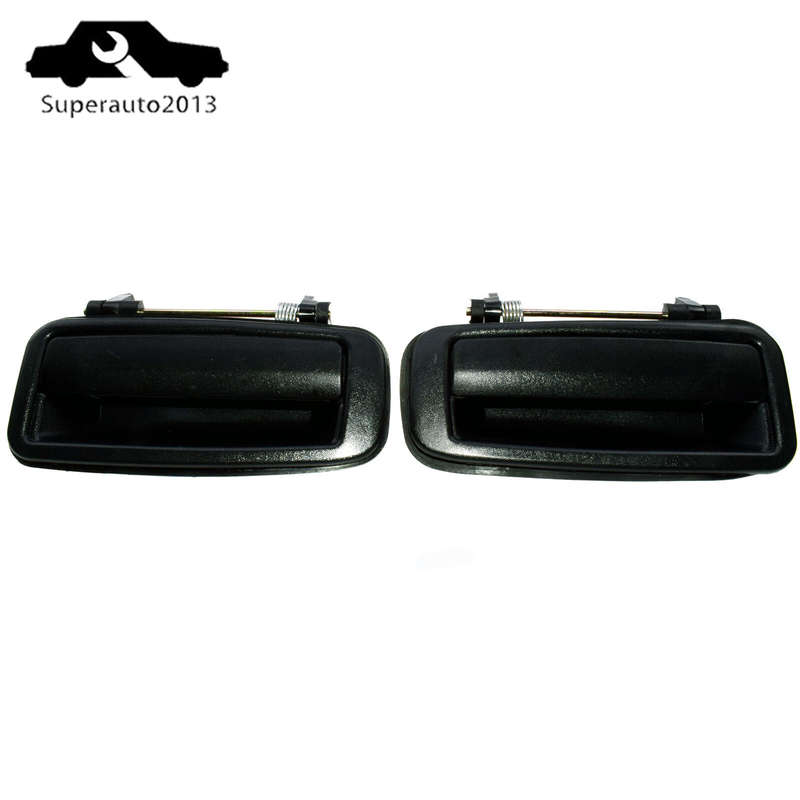 Pair Outside Door Handle Rear Left & Right Black For Toyota Corolla 1988-92 New