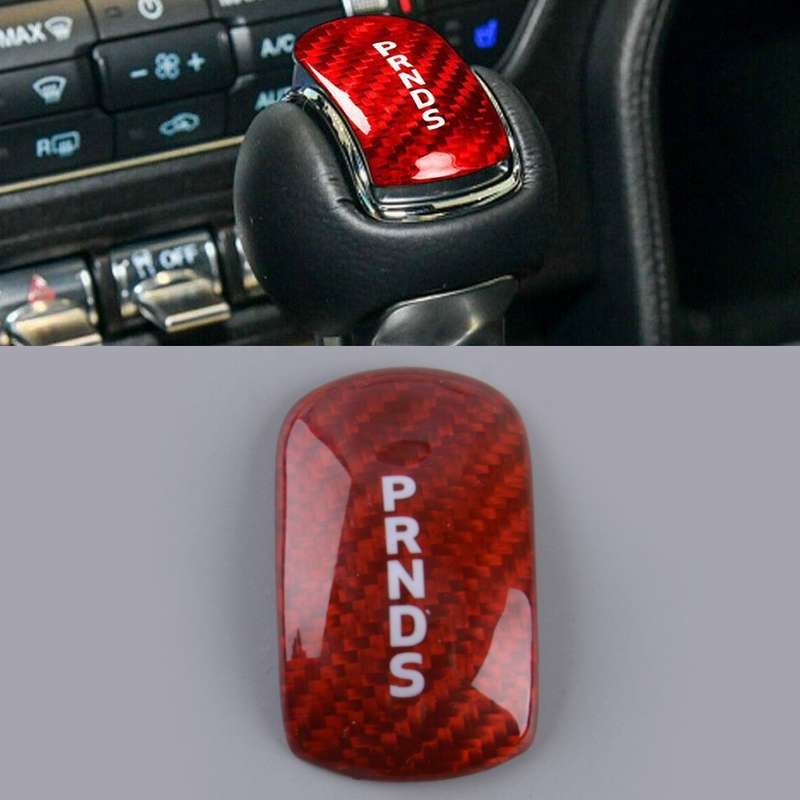 Red Carbon Fiber Style Gear Shift Knob Cover Trim fit for Ford Mustang 15-2019