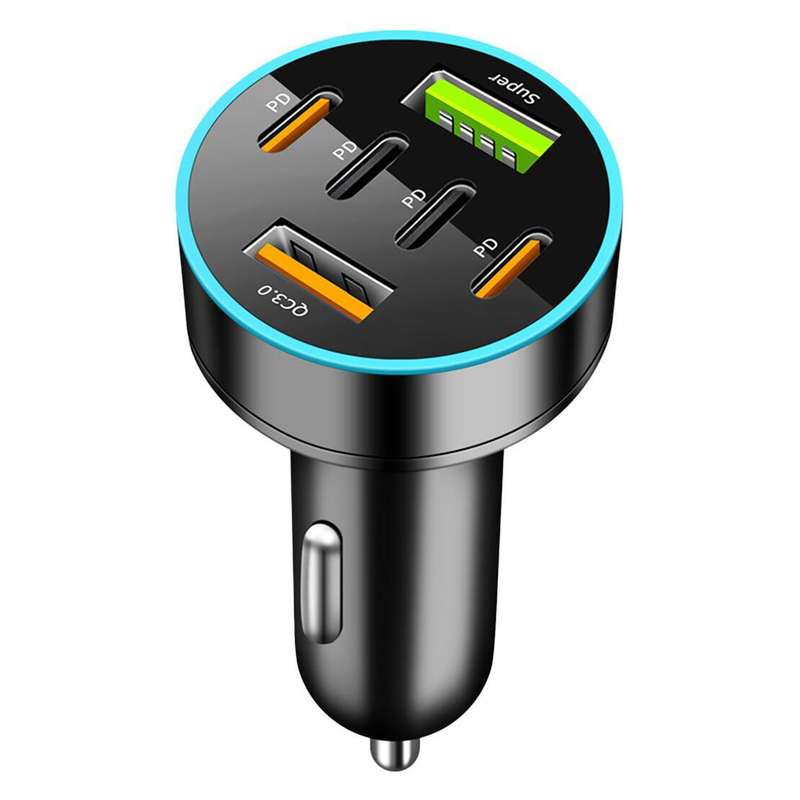 4PD+2USB Super Fast Car Phone Charger Cigarette Lighter Charging Adapter