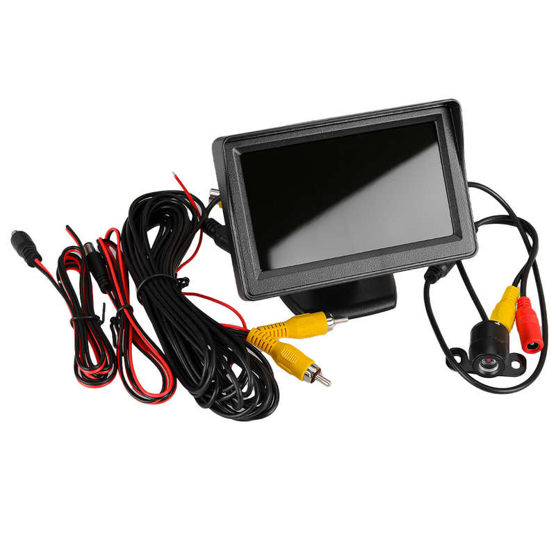 Car 4.3" Monitor + Night Vision Reverse Camera Backup Rear View Parking Cam Kit