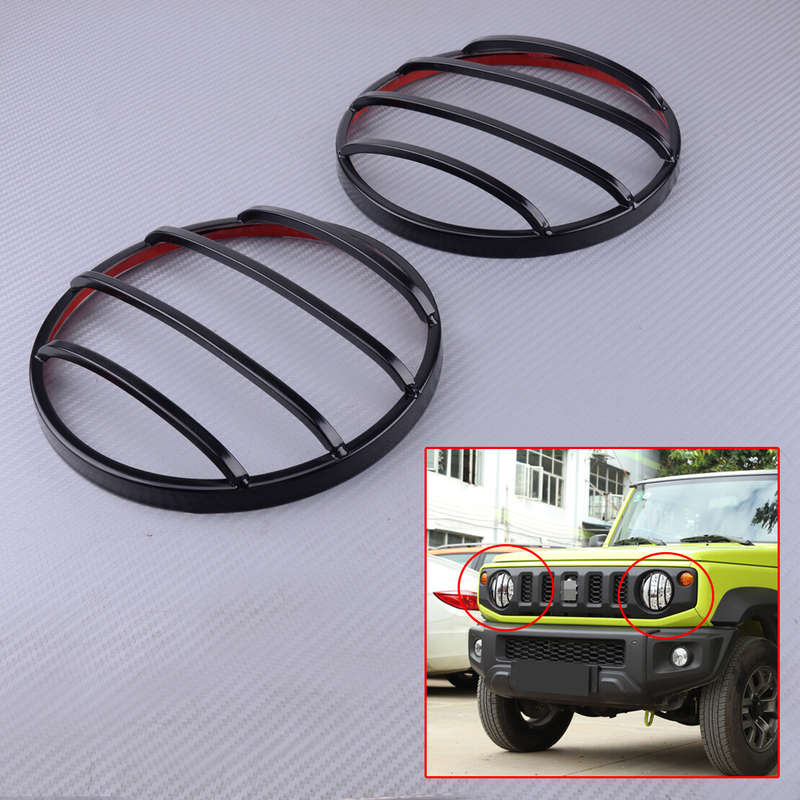 Iron Black Exterior Front Headlight Lamp Decor Cover Fit For Suzuki Jimny 2019+