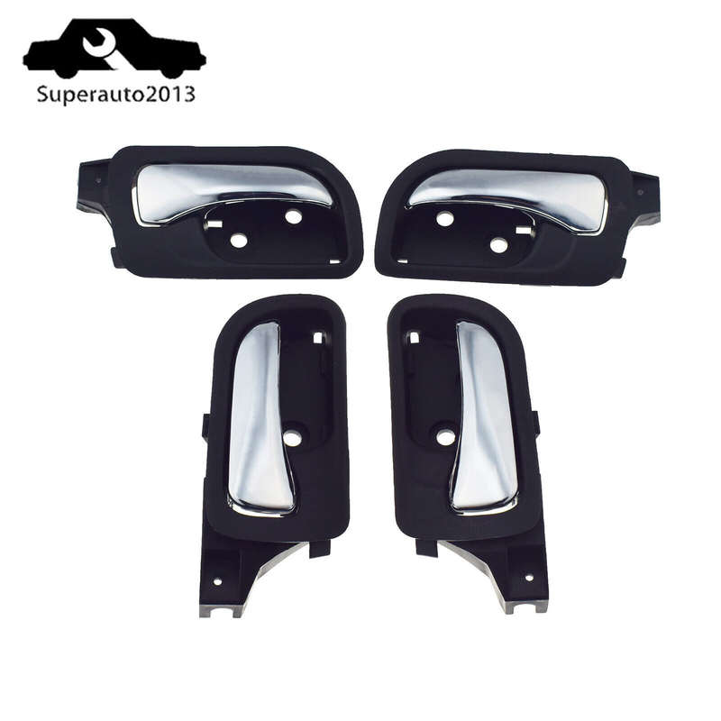 4PCS Interior Door Handle Front Rear LH RH w/Chrome For 2003-2007 Honda Accord