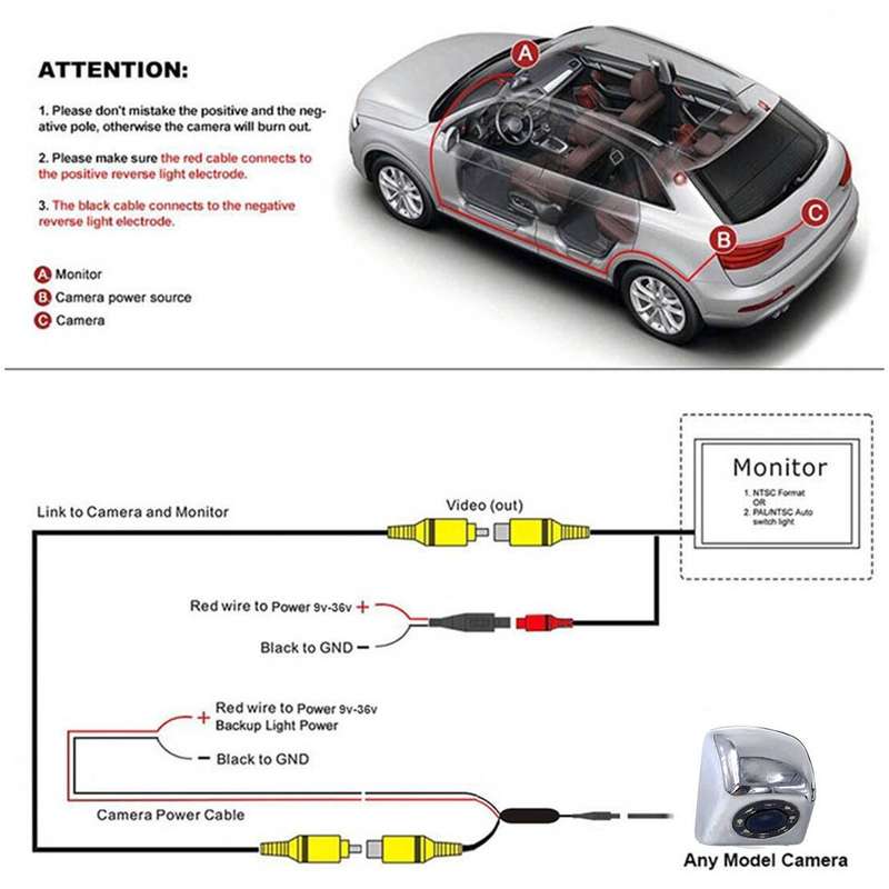 Car Rear View Backup Reverse Camera 170° 8 LED Night Vision Waterproof NEW