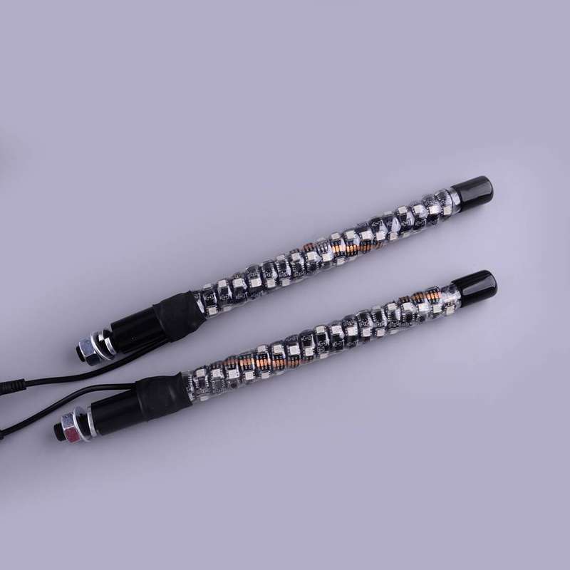 2pcs 1FT RGB LED Light Remote Control Flagpole Antenna Lamp For ATV Off-Road