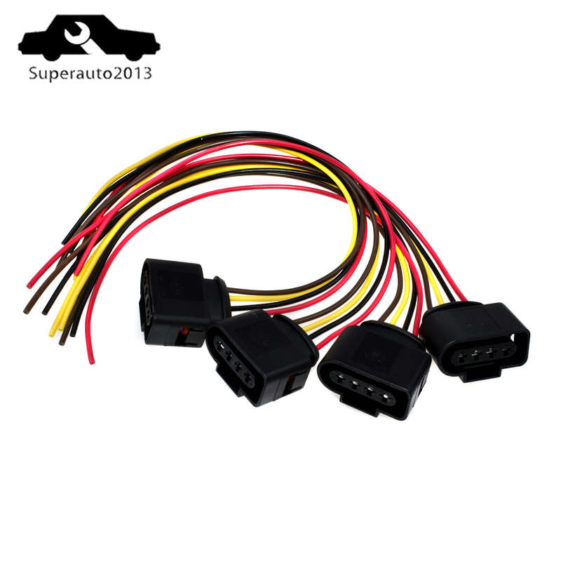 4X Ignition Coil Connector Wire Harness Plug Wiring For VW Jetta Passat Audi New