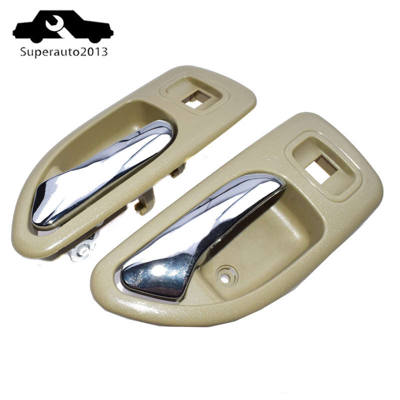 Pair Interior Door Handle Rear Left & Right Beige For 1994-97 Honda Accord New