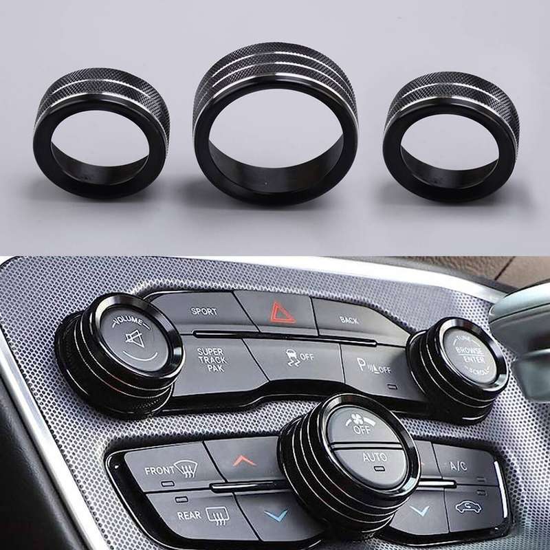 AC Volume Button Ring Knob Cover Fit for Dodge Charger Challenger Durango Acc