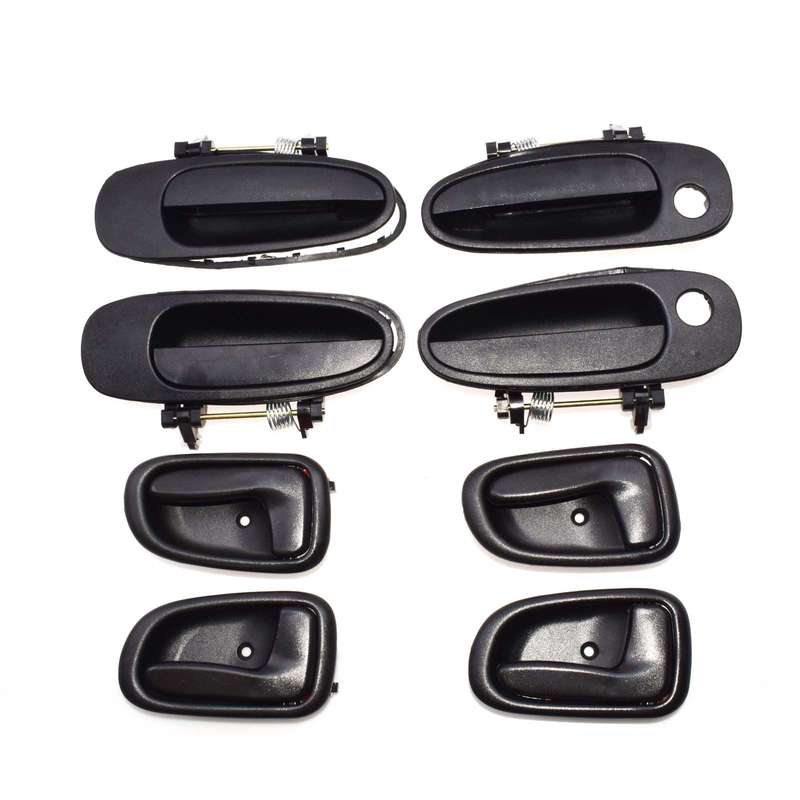 New Door Handle Black Outside Black Inside Kit Set of 8 For Toyota Corolla Prizm