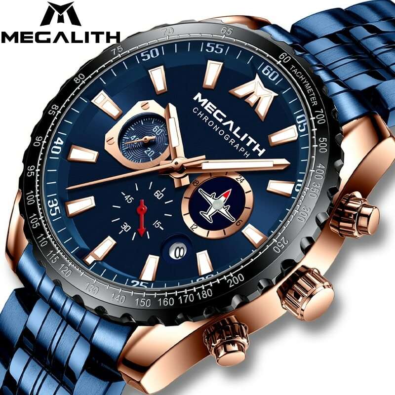 Image 01 - MEGALITH Sports Watches Men Aircraft Pointer Luminous Quartz Watch 30M