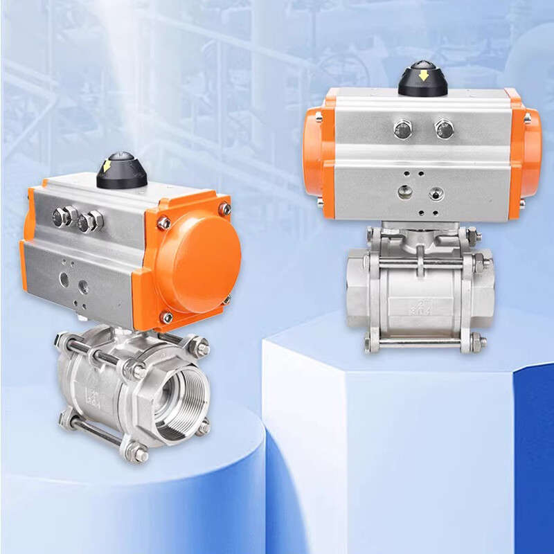 DN50 DN65 DN80 Pneumatic Ball Valve Double Acting Air Actuated Stainless Steel
