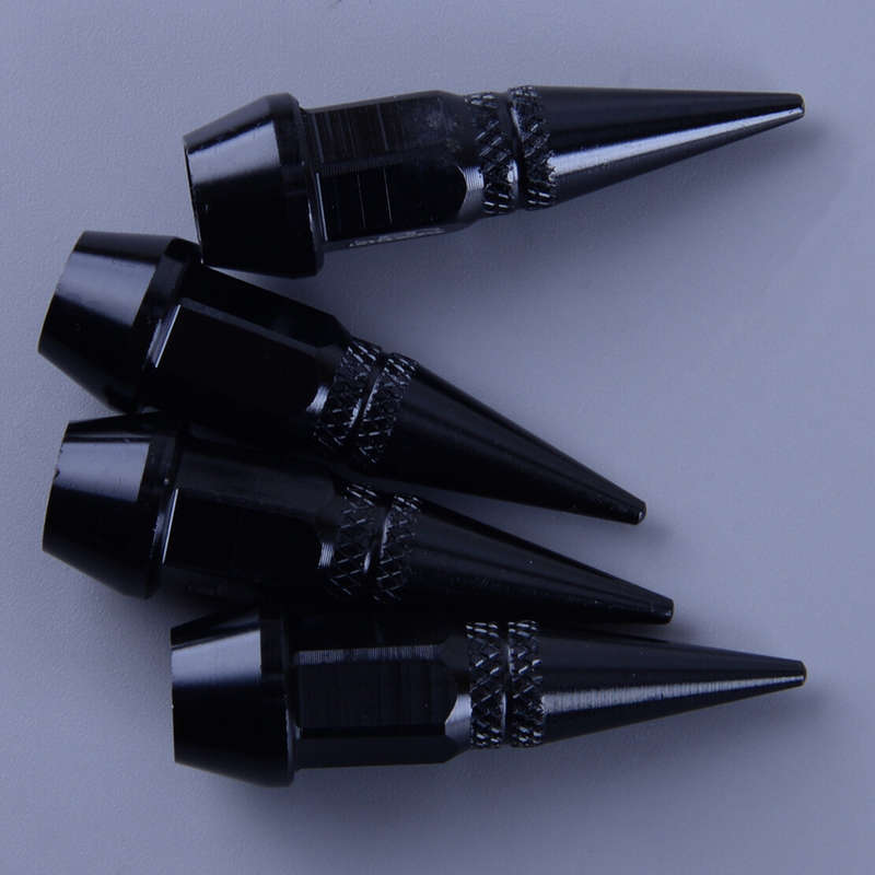 Universal Spike Wheel/Tire Valve Stem Air Caps Lug Nut Covers Black Use