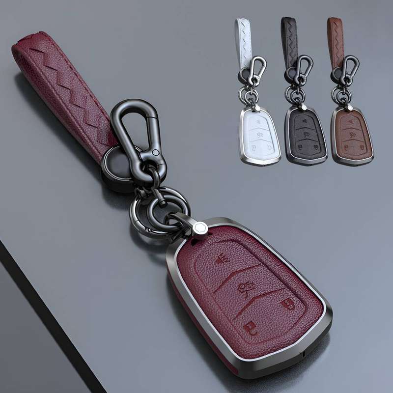 4-Button Key Fob Cover Case Holder Fit For Cadillac ATS CTS CT6 SRX XTS XT4 XT5
