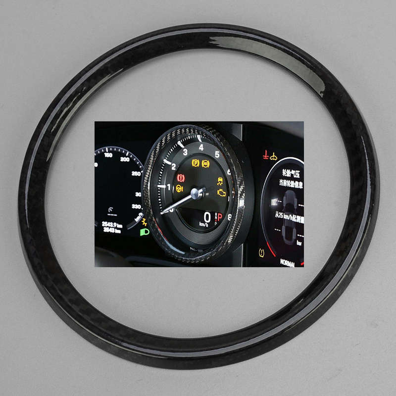 Carbon Fiber Center Dash Meter Ring Trim Cover Fit for Porsche 911 992 2019-2022