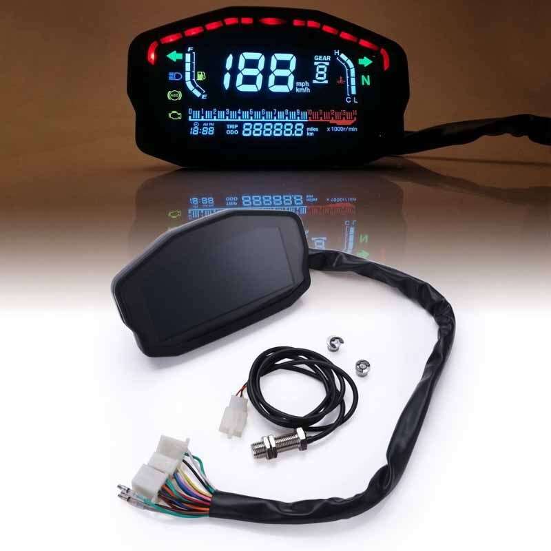 Universal LED LCD Speedometer Digital Odometer For Honda Ducati Kawasaki Suzuki