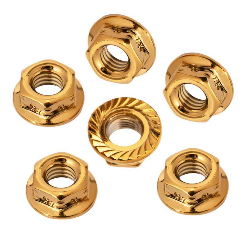 6Pcs Gloden Flange M10 Hex Nut Bolt Screw Fit For Motorcycle Bicycle de
