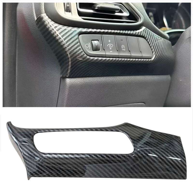 Carbon Fiber Style Headlight Switch Cover Fit For Hyundai I30 PD PDE PDEN 17-24