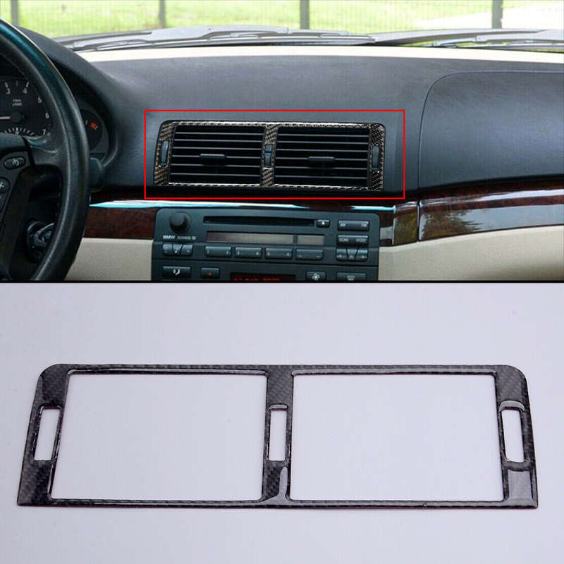 Car Carbon Fiber Console Air Vent Outlet Trim Fit For BMW 3 E46 1998-2005