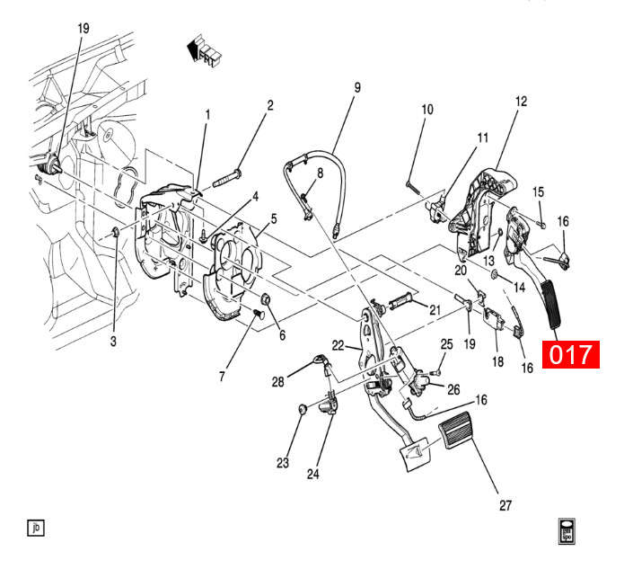 Accelerator Gas Pedal Assembly w/ Position Sensor For CHEVROLET GMC 25832864