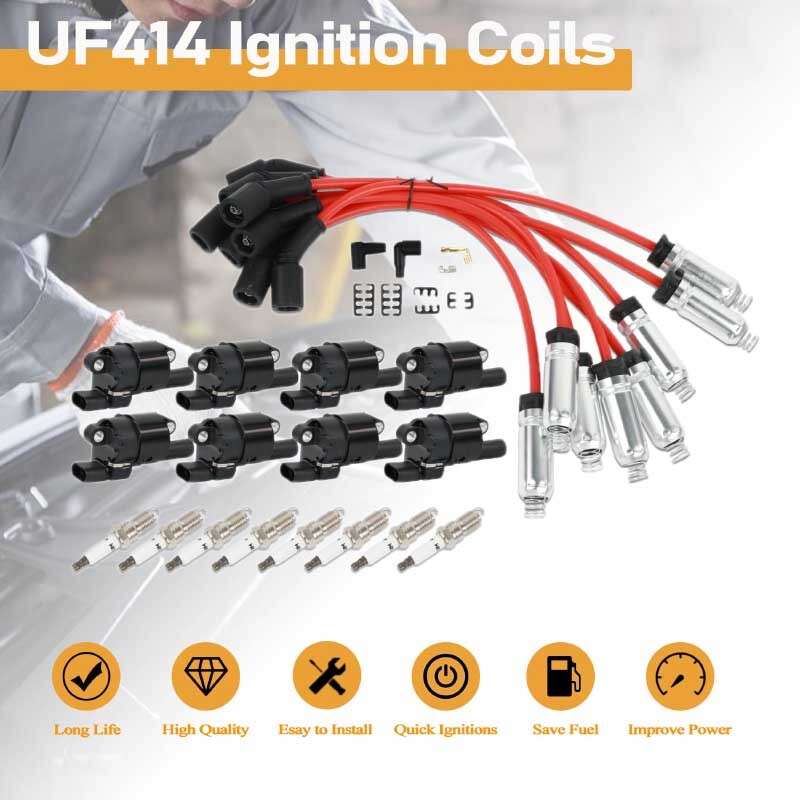 8Pcs Ignition Coil and Spark Plug W/Wire For GMC Chevy Silverado 1500 Tahoe 5.3L