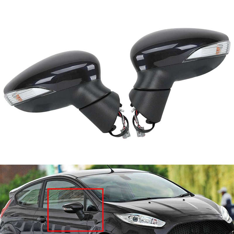 Black 2x Side Wing Door Rearview Mirror Fit for Ford Fiesta MK7 2013-2017