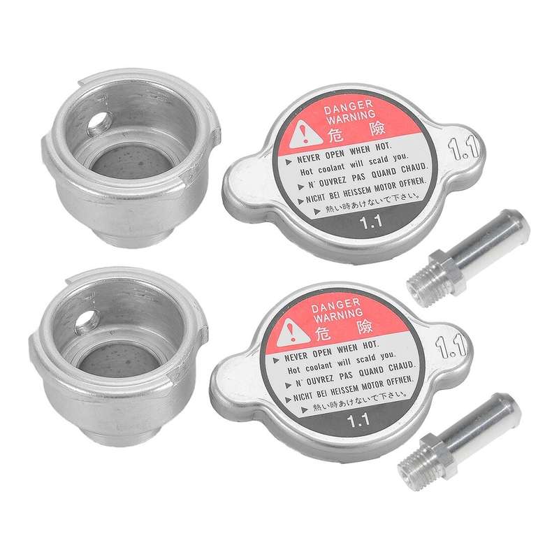 2x Aluminum Weld On Radiator Filler Neck 32mm 1.25" ID with 1.1 Bar Radiator Cap