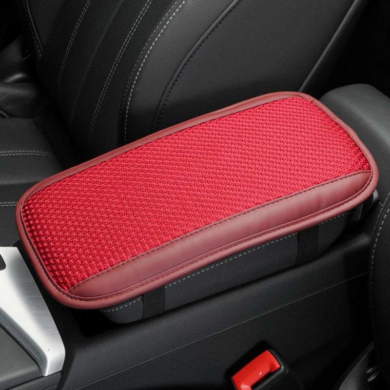 Car Armrest Pad Cover Center Box Cushion Mat Protector Pad Red