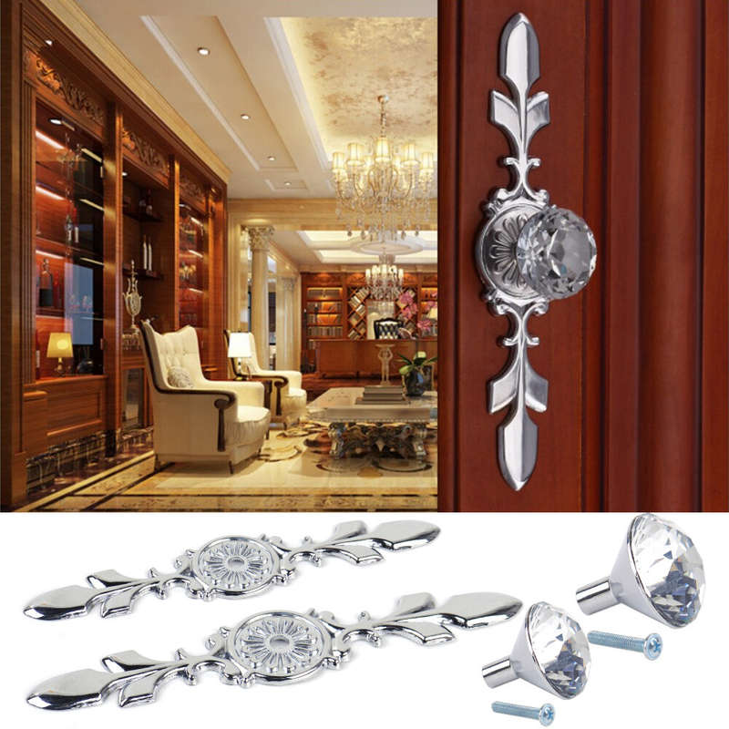Glass Crystal Diamond Shape Pull Knob Handle Cabinet Door Drawer Wardrobe